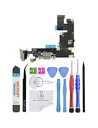 omnirepairs-charging Lightning USB Dock Puerto Flex Cable de repuesto con micrófono, audio de montaje de auriculares para iPhone 6 Plus 5.5" A1522, A1524, A1593 con conjunto de herramientas de reparación, gris, (iPhone 6 Plus Gray)