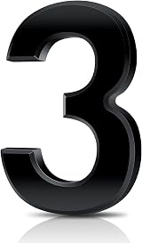 Vicloon 3D Self Adhesive Mailbox Numbers 3 Inch Black ABS Acrylic