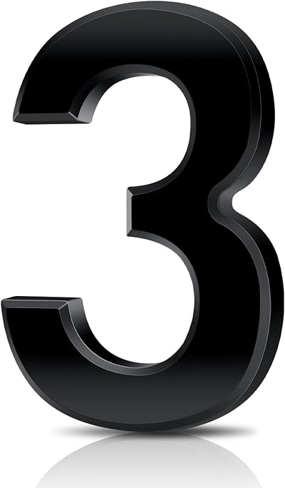 Vicloon 3D Self Adhesive Mailbox Numbers 3 Inch Black ABS Acrylic