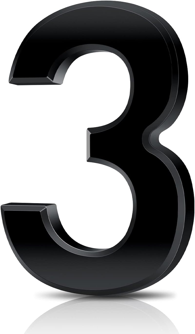 Vicloon 3D Self Adhesive Mailbox Numbers 3 Inch Black ABS Acrylic