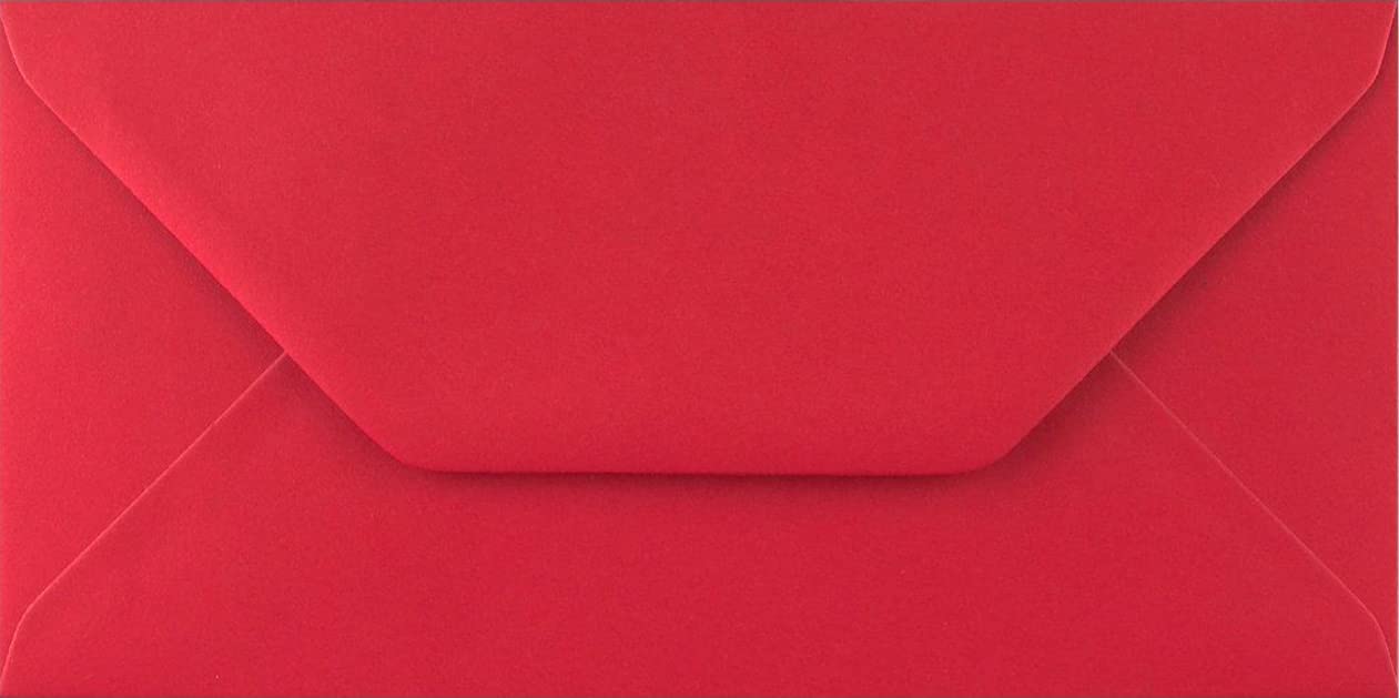 DL (110mm x 220mm) Coloured Envelopes for Greetings Cards Party Invitations & Craft - Pack of 75 (Scarlet Red)