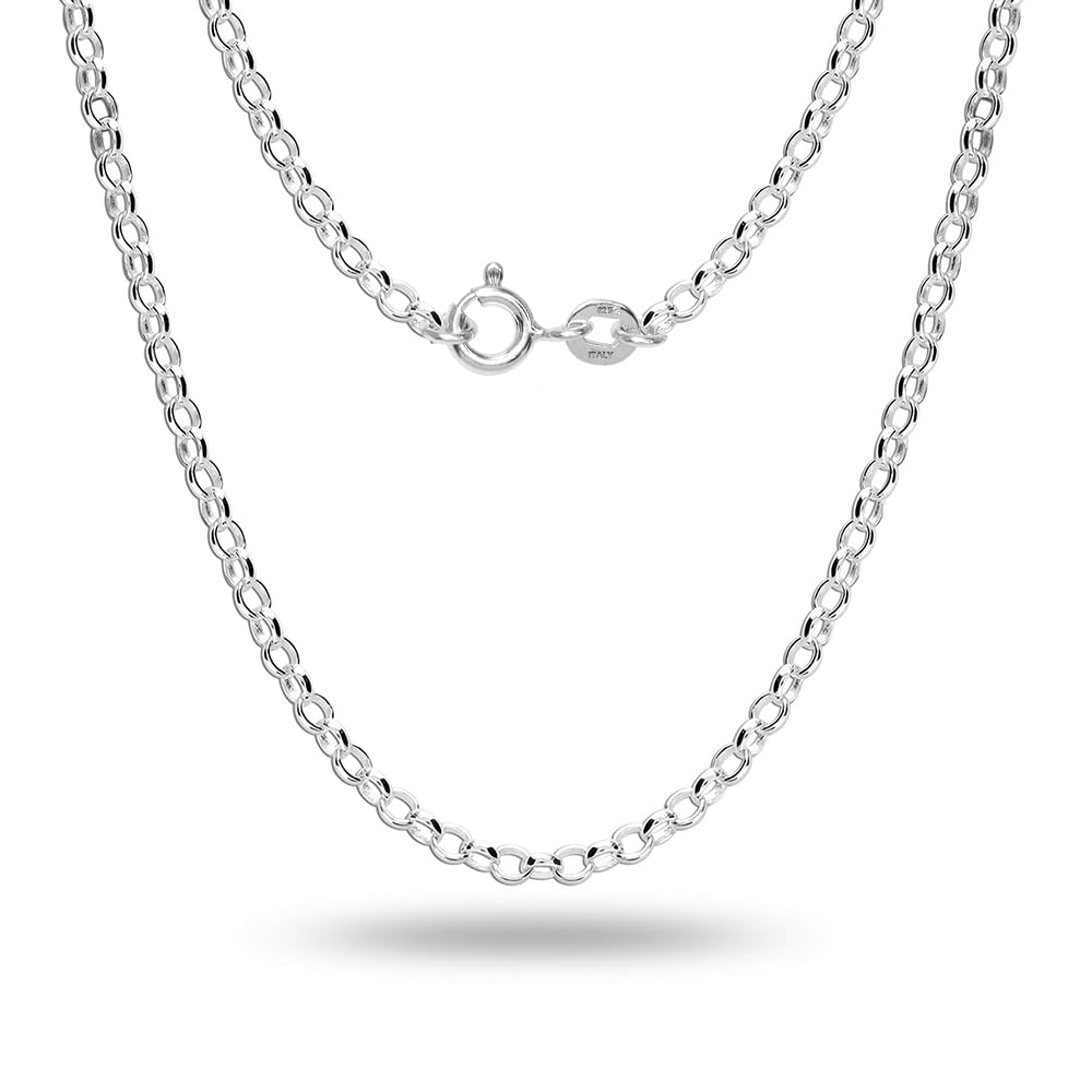 LeCalla 925 Sterling Silver Italian 3 MM Rolo Belcher Link Chain Necklace for Women 20 Inches