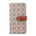 RAYTOP Luxury Classic Brown GG Logo Leather Wallet Cases Flip Covers for Samsung Galaxy Note 3 Note3 with Kickstand Men Women Stylish Classy Vintage Decent Sleek Unique Matte Multipurpose Card Holder