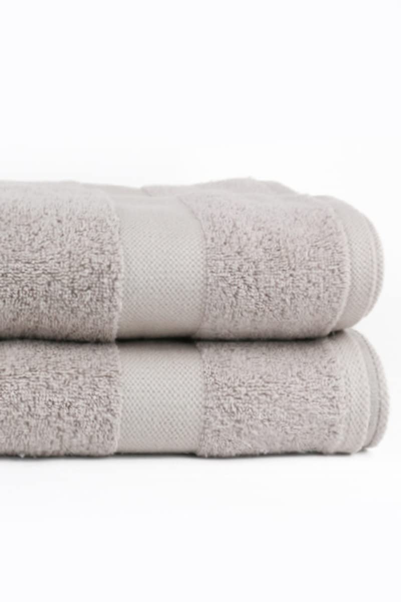 Taka Fabrics 2 Pieces Wave Collection Ultra Soft and Highly Absorbent 100% Turkish Cotton Towels Bath, Hand, Kicthen Facecloth Sauna Pool Guest Towels Sets (140x70cm-2 Pieces, Stone)