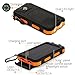 Solar Charger,Providing 10000mAh Solar Charger External Backup Battery,with Dual USB Ports,2LED Flashlights,Carabiner and Compass,Charging for Smartphones,iPad,Tablet,Camera (Black and Orange)