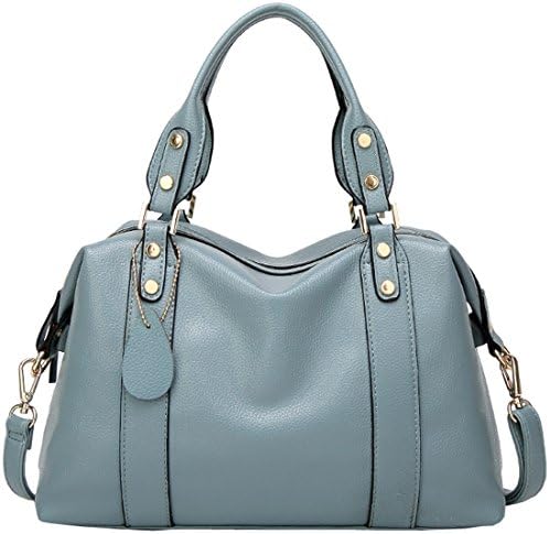 Kenoor PU Leather Tote Handbag Shoulder Bag Top Handle Bags Satchel for Women (Blue)