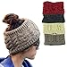 Women Ponytail Beanie Headband,Crytech Girls Winter Warm Wool Crochet Knit Messy Bun BeanieTail Hairband Head Warp Soft Stretchy Knitted Cable Skull Headgear Hat Cap for Ladies (Black, 1 Pc)thumb 1