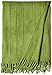 BATTILO HOME Green Throw Blanket for Couch, Decorative Green Blanket for Bedroom, Soft Warm Green Blanket with Tassels, 50