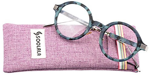 SOOLALA Womens Unique TR90 Round Circle Clear Lens Eyeglass Reading Glasses