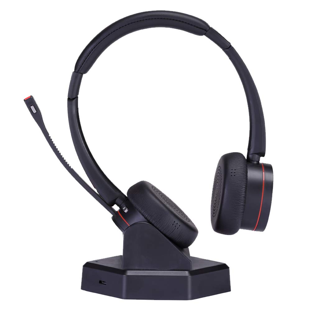 MKJ Wireless Headset with Microphone Noise Canceling Headset for Call Center Office Softphones Work from Home, Bluetooth Headphone for Conference Calls Teams Zoom, etc