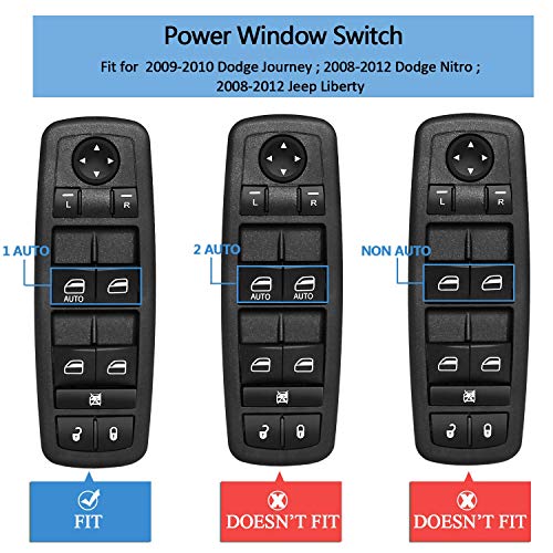 Front Driver Side Power Master Window Switch Compatible for 2009-2012 Dodge Journey 2008-2012 Dodge Nitro 2008-2012 Jeep Liberty Replace# 4602632AG - Thumbnail 3
