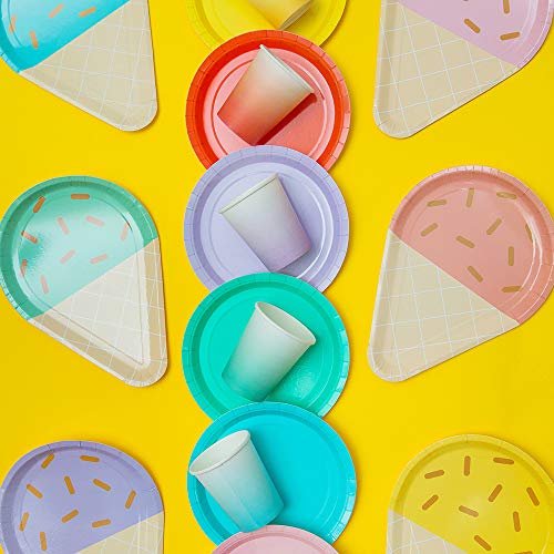 Partybus Party Supplies Set - Serves 12, 93 Ct, Sky Blue Ice Cream Theme Party Disposable Tableware Kit for Boys Girls Kids Birthday Decorations, Includes Dinner Plates, Dessert Plates, Napkins, Cups, Table Cloth, Silverware - Thumbnail 3