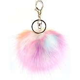 Pom Pom Keychain Artificial Fox Fur Soft Ball Keychains Fluffy Tote Pendant Car Bag Charm