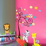 MZY LLC (TM) Owl Zebra Lion Tree Wall Stickers Home Decals Decor Mural Decorative Nursery Super For Girls and Boys Children's Bedroom