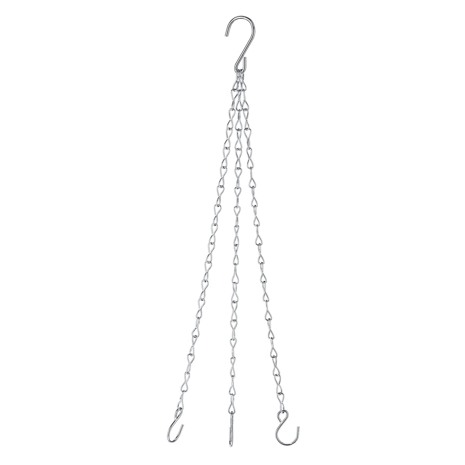 YOKIVE Hanging Chains, 3 Point Holder Adjustable Extension Chains with 2 Size S Hook, Great for Flower Pots, Plant Basket, Lantern (Silver, 12.99-Inch)