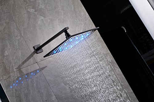 Senlesen LED Light 16-inch Rainfall Shower Head Bathroom Square Top Sprayer Oil Rubbed Bronze - Thumbnail 6