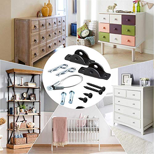 Furniture Anchors Anti Tip,4 Pack Furniture Straps Baby Proofing Anti Tip Furniture Anchors Kit, Metal Earthquake Straps to Wall Keeping Baby Pet Safety from Falling Furniture