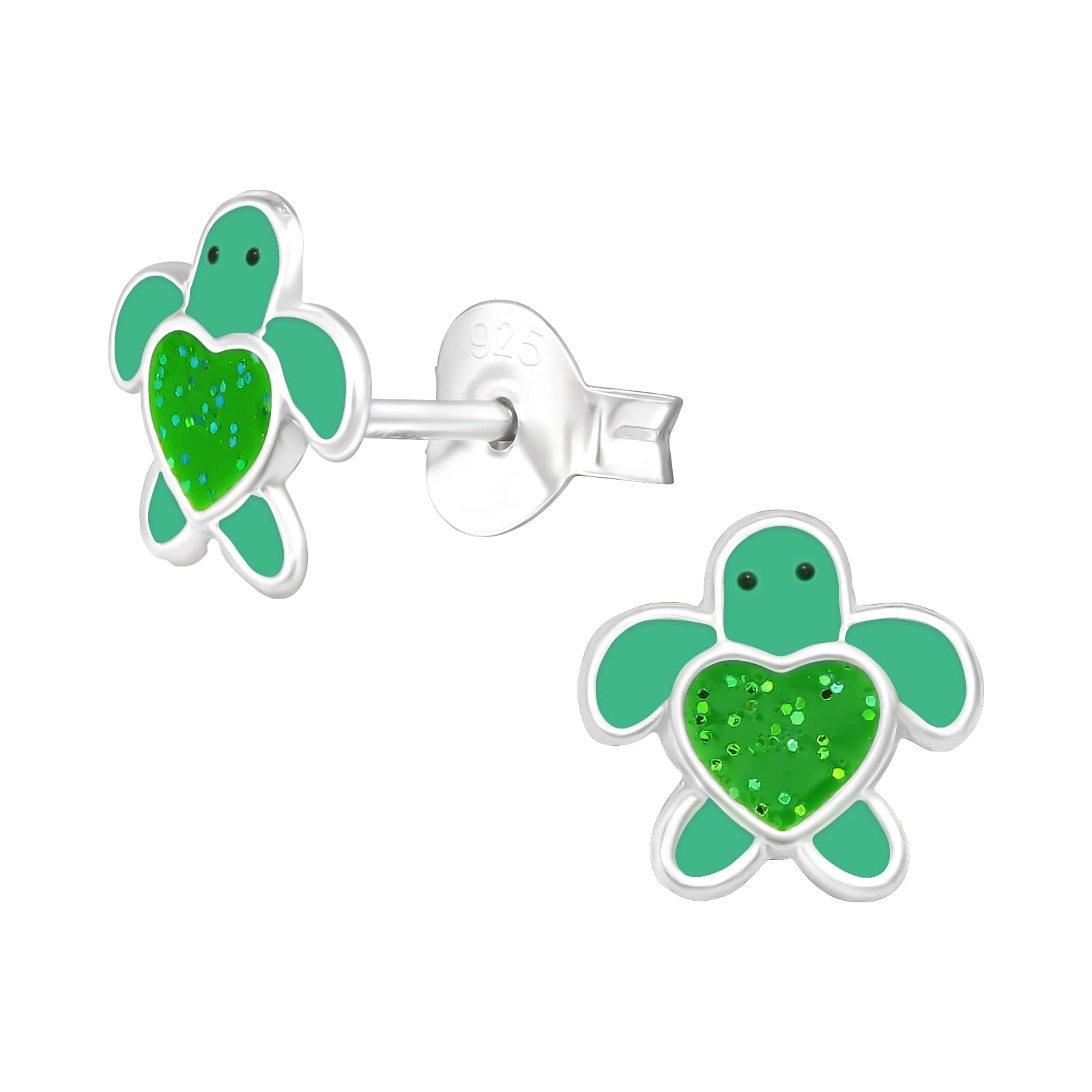 925 Sterling Silver Lightweight Hollow-Back Turtle Stud Earrings for Women & Girls – Sea Life Ocean Jewellery Gift Boxed