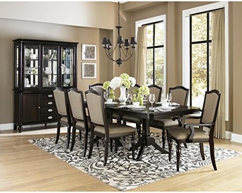 HEFX Montello 7 Piece 76-92 inch Double Pedestal Dining Set in Dark Cherry - Table, 2 Arm, 4 Side Chairs