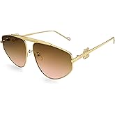 Oversized Aviator Sunglasses for Women Men Trendy Fashion Big Shades Tinted Lens Gold Metal Sun Glasses UV400
