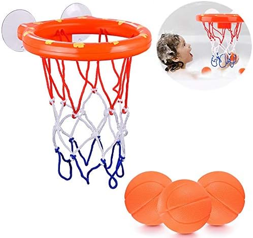 ALLCELE Kids Bath Basketball Hoop & Balls Playset for Preschool Boys & Girls | Bathtub Shooting Game for Kids & Toddlers | Suctions Cups That Stick to Any Flat Surface + 3 Balls Included