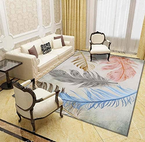 Carpet Home Decorative Bedroom Anti-Slip Soft Polyester Bath Mat Feather Print Corridor Area Rug 50cmx80cm
