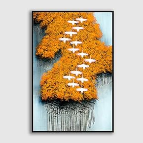 Framed Canvas Home Artwork Decoration Abstract Colorful Scenery Canvas Wall Art for Living Room, Bedroom - 16x24 inches