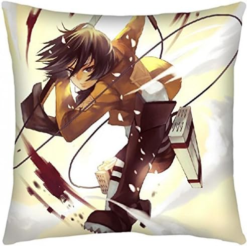 MUSIC CITY Attack on Titan Shingeki no Kyojin Levi Eren Mikasa Cosplay Satin Cloth pillow cover case Cover Christmas Gifts 40*40cm