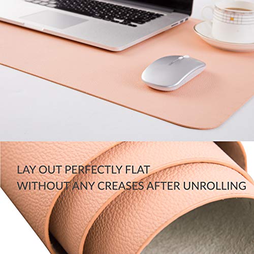 Homesure Genuine Leather Desk Pad (Pink, 17x35 inches) Waterproof & Genuine Leather - Desk Mat,Desk Blotter, for Office and Home on top of desks
