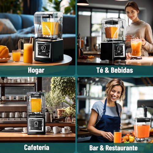 WANTJOIN Licuadora Potente Profesional 2000W con Cubierta Insonorizada, Licuadora Comercial 2L / 67 oz para Smoothies, Frappé, Hielo Triturado, Batidos y Jugos, Control de Velocidad Variable