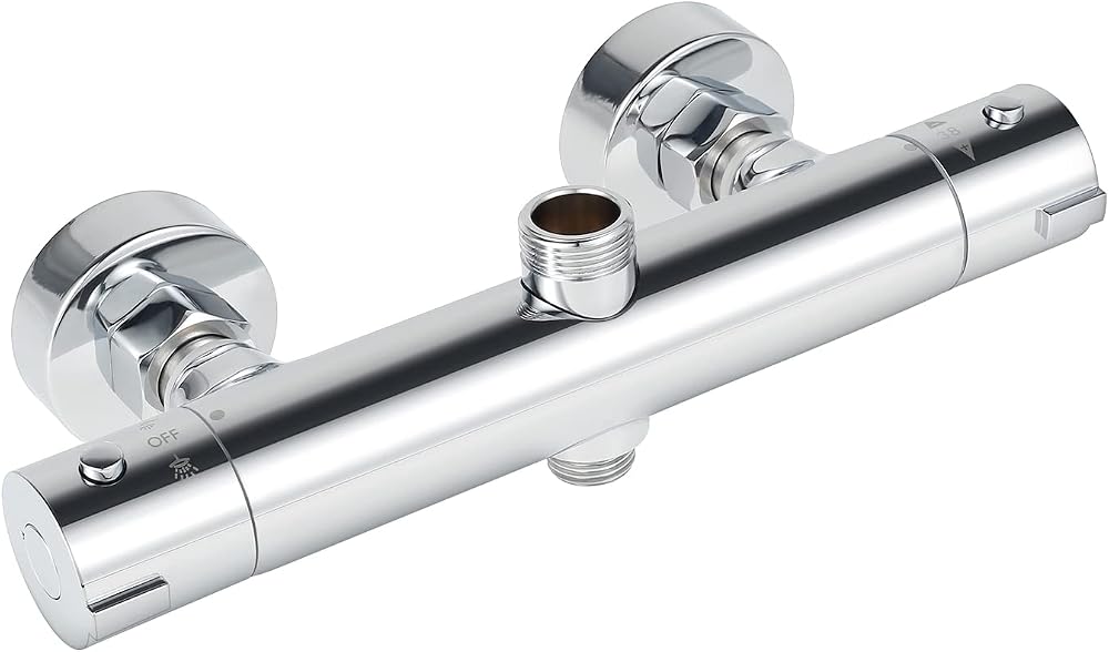 Jetcloud Round Thermostatic Shower Bar Mixer Valve Chrome Twin Outlet TOP 3/4