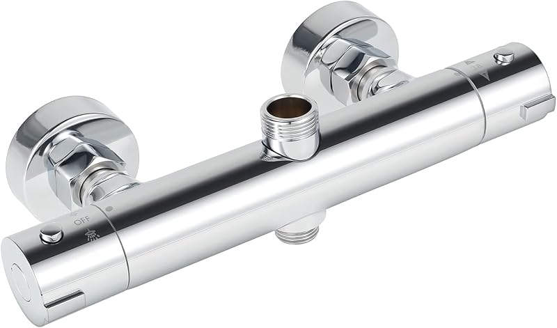Jetcloud Round Thermostatic Shower Bar Mixer Valve Chrome Twin Outlet TOP 3/4