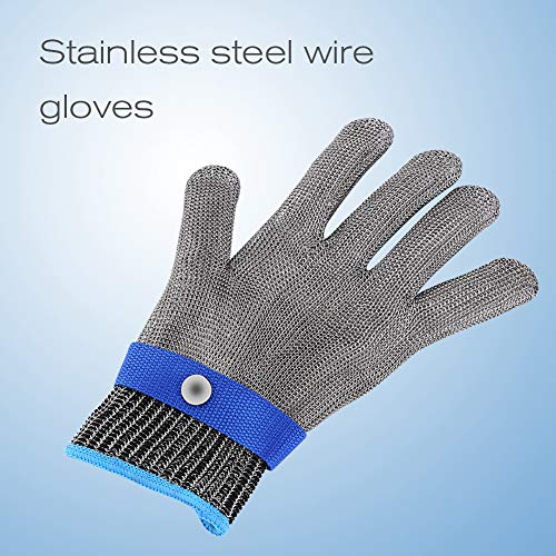 Cut Resistant Gloves, Proof Stab Resistant Stainless Steel Wire Metal Mesh Butcher Cotton Glove, High Performance Level 5 Protection, Food Grade