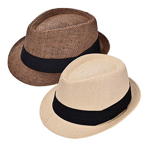 image for Rosoz Fedora Sun Hat for Men, Packable Cuban Panama Style Trilby Sun B