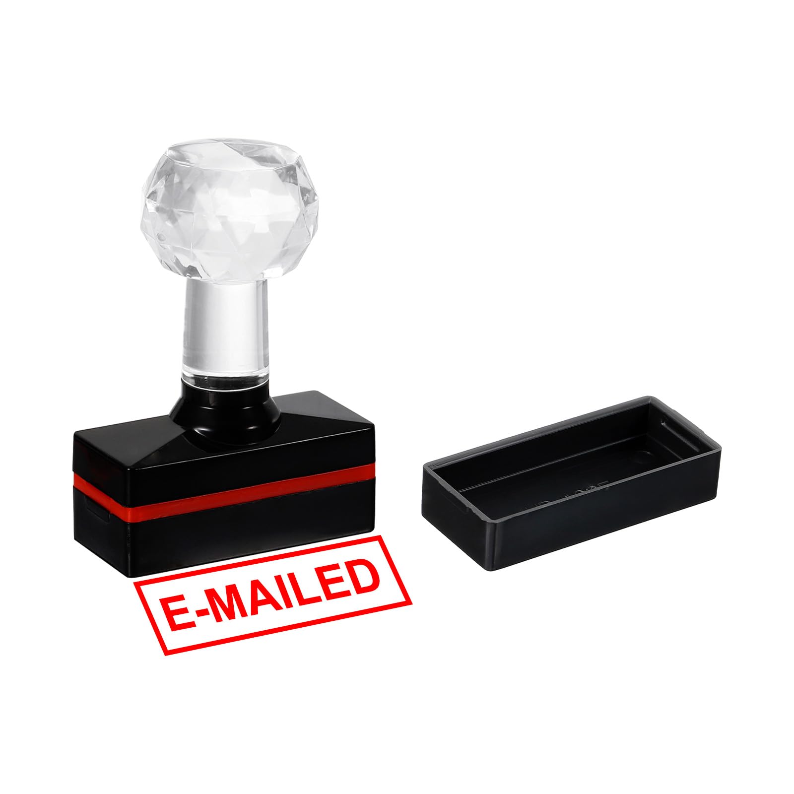 PATIKIL E-mailed Stamp Self Inking, Red Ink Office Stamps Pre Inked Message Stamp Refillable Business Stamp, Black