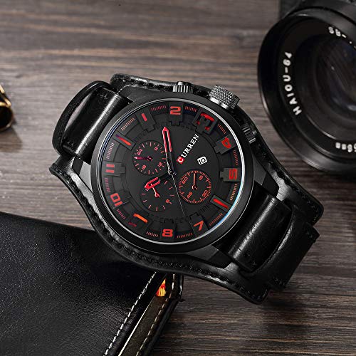 Reloj de pulsera de cuarzo para hombre Curren con calendario, correa de piel - Imagen 4