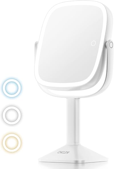 CHICLEW 9.5in LED Makeup Mirror Dual-Sided 1X/10X 3 Color Modes