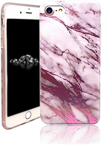 for iPhone 7 & iPhone 8 (4.7") Chrome Marble Pattern Case, Luxury Shiny Slim Protective Creative Design Soft Flexible TPU Case Cover (Bronzing Rose Gold)