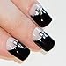 False Nails Bling Art French Fake Black Crystal Squoval 24 Acrylic Medium Tips