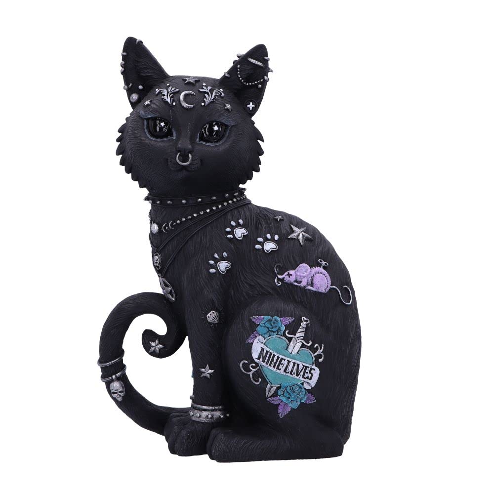 Nemesis Now Nine Lives Cat Figurine, Black, 22cm, Synthetic Resin — image 1