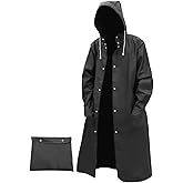 AIMLYXEE Men's Reusable EVA Long Raincoat, Windproof Waterproof Trench Coat for Hiking Fishing Dog Walking Outdoor Activities