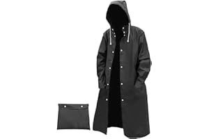 AIMLYXEE Men's Reusable EVA Long Raincoat, Windproof Waterproof Trench Coat for Hiking Fishing Dog Walking Outdoor Activities