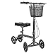 Clevr Foldable Medical Steerable Knee Walker Scooter, Crutch Alternative Silver, W/ Deluxe Brake System & Basket