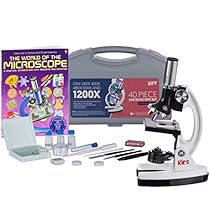 AMSCOPE-KIDS 120X-1200X 48pc Metal Arm Educational Starter Biological Microscope Kit + Book