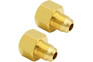 Hooshing 3/8" Flare to 1/2" NPT Female Propane Gas Line Adapter Brass Flare Tube Fitting for Outdoor Gas Fire Pits, Fireplaces, and Grills, 2 Pack