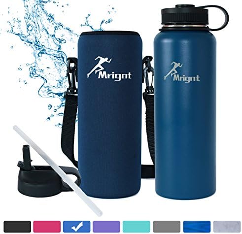 Stainless Steel Vacuum Insulated 40/32 OZ Sports Water Bottle|Best Water Bottle for Men&amp;Women|BUY ONE GET THREE FREE GIFTS-A Straw Lid&amp; A Bottle Pouch &amp; A Bottle Brush-Blue 40
