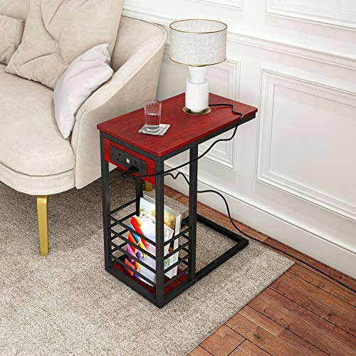 Joolihome End Table, Smart Bedside Sofa Side Table with USB Charging