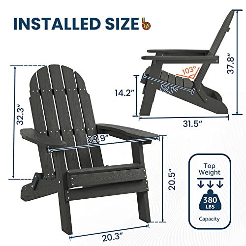 SERWALL Folding Adirondack Chair WoodLike All Weather Outdoor