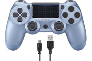 Wireless Controller for PS4 Playstation 4 Pro Slim Console with Dual Vibration/6-Axis Motion Sensor/Audio Function (Titanium 