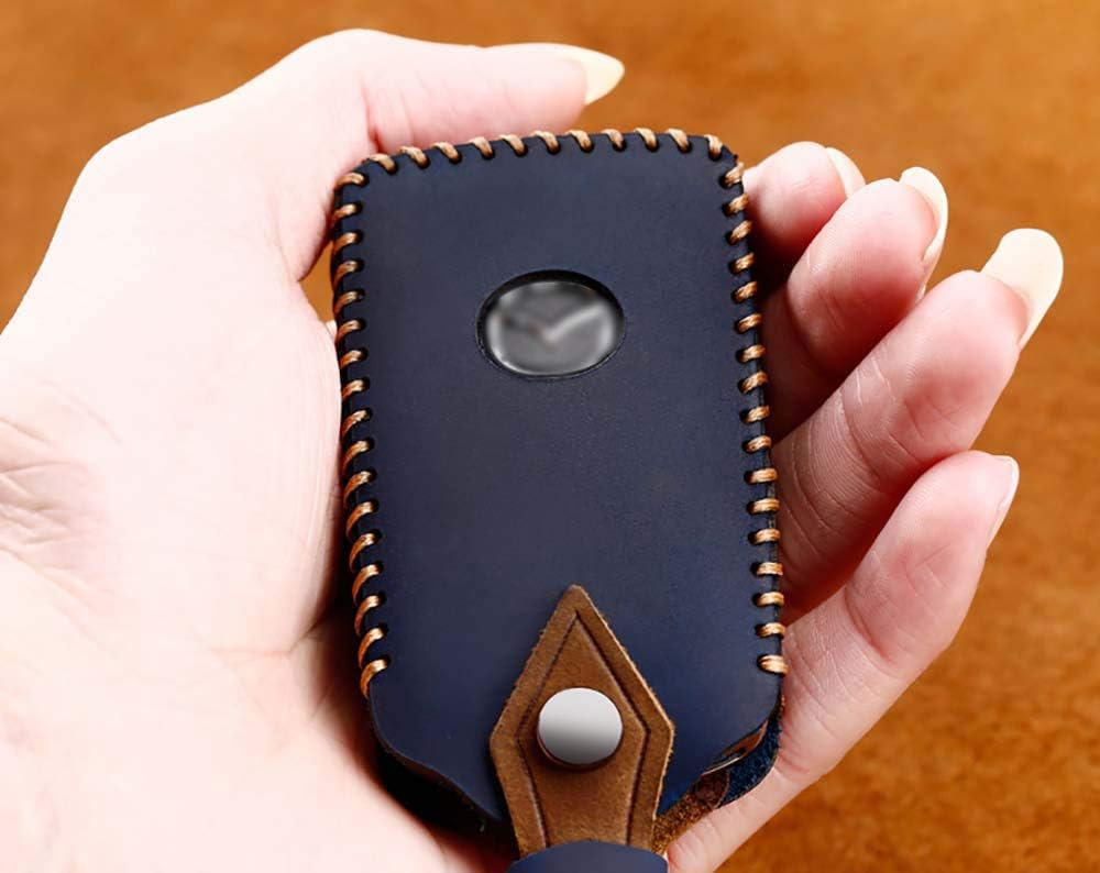 ontto for Mazda 3 Alexa 2019 2020 Key Cover Leather Key Fob Cover Holder Protector for Mazda 3 CX-30 CX-5 CX-9 Mazda 3 Sedan 2019 2020 3-Button Remote Car Key Case Keyring Blue - Image 4